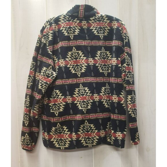 Rafter C Aztec Print Fleece Pullover, Red Dirt Collection, Men Jacket S Black/Re - Picture 5 of 5